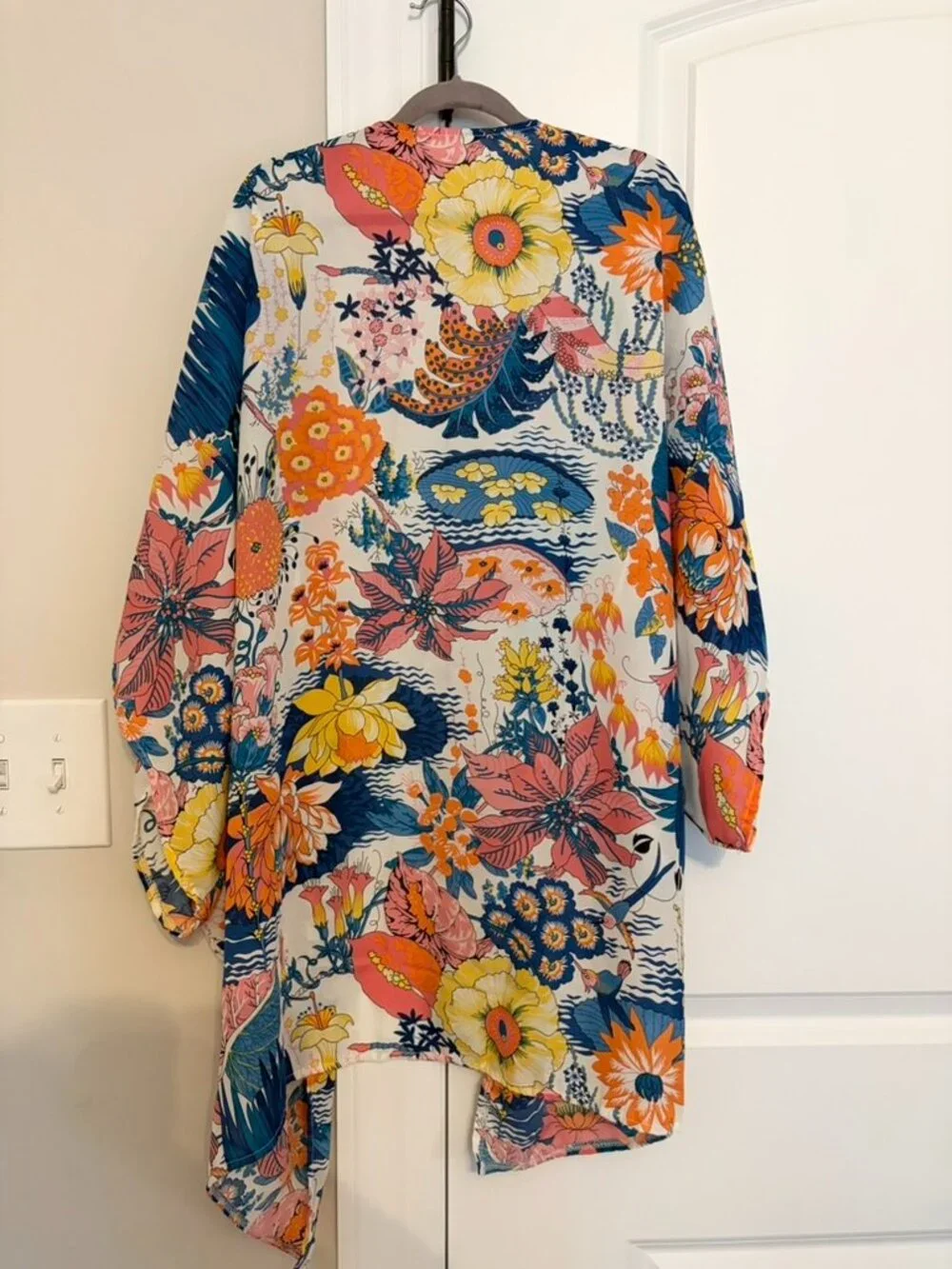 Boho Floral Kimono Cardigan | Size S | Multicolor Botanical Wrap